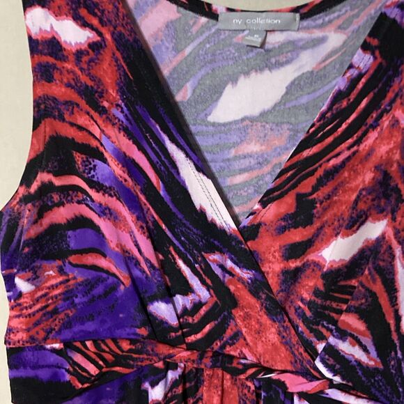NY Collection Sleeveless Pink Purple Black Animal Print Maxi Dress Size XL EUC - Picture 4 of 4